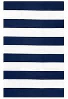 KOZYFLY Striped Outdoor Rug 3x5 Ft Front Door Rug Navy and White Hand Woven Cotton Blue Washable Outdoor Doormats Outdoor Entrance Mat for Front Door Kitchen Entryway Patio Front Porch Decor