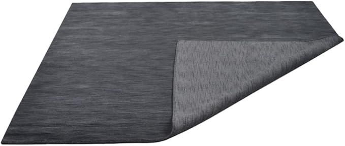 Hand Knotted Loom Wool ECO-Friendly Area Rugs - 8'x8', Square, Charcoal Color, Solid Plain Design, High Pile Handmade Anti Skid Area Rugs for Living Room, Bed Room (L00111)