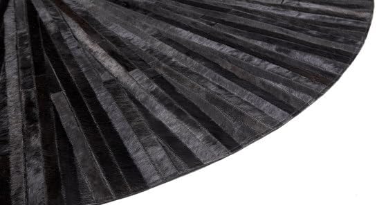 Faux Cowhide Round Area Rug | Non-Slip Leather Floor Carpet for Living Room, Bedroom, and Home Décor | Modern Stylish Accent Rug(Black_6x6)