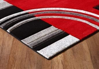 GLORY RUGS Area Rug 2x3 Door Mat Red Geometric Soft Floor Carpet with Premium Fluffy Texture for Indoor Living Dining Room and Bedroom Area