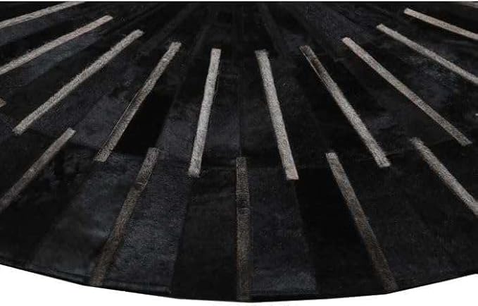 Sn Alef Home Round Designer Rug for Living Room | Handcrafted Black & White Boho Floor Carpet | Modern Ethnic Circular Mat for Home Décor & Meditation Space (Black_5x5)