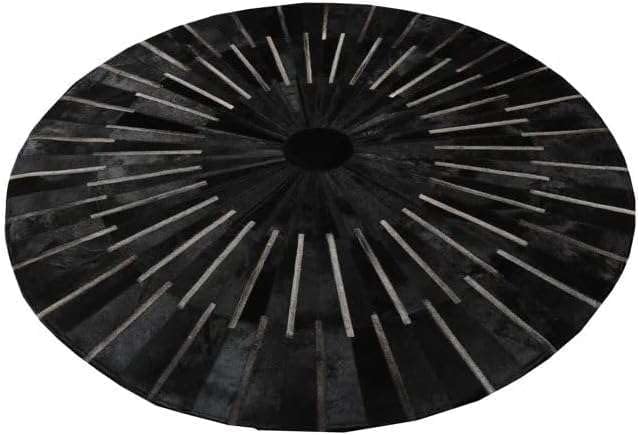 Sn Alef Home Round Designer Rug for Living Room | Handcrafted Black & White Boho Floor Carpet | Modern Ethnic Circular Mat for Home Décor & Meditation Space (Black_8x8)