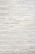 Cowhide Leather Rug for Living Room 9x12 Natural Leather Rug Modern Stripes Style Floor Carpet for Home Decor | Superior Indoor Area Rug White