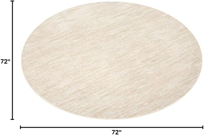 Nourison Home Nourison Essentials Ivory Beige 6' x Round Area Rug - Easy Clean, Non Shedding, Bed Room, Living Room, Dining Room, Kitchen (6' x Round)