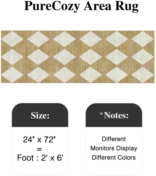 2x6 Runner Checkered Rug for Hallways Brown Washable Long Carpet Non-Slip Low Pile Boho Indoor Accent Throw Rug for Entrance Kitchen Bedroom Dining Laundry