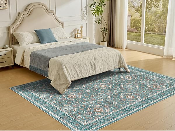 WITSHOCK Living Room Area Rugs 7x9: Soft Non-Slip Backing Washable Rugs Vintage Large Carpet for Bedroom Office Dining Room Kitchen Stain Resistant Home Decor Rug