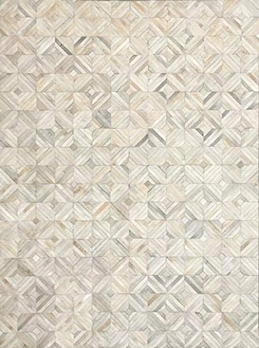 Premium Diamond Patterned Leather Area Rug - 2.5X8 ft - White- Luxury Non Slip Floor Accent for Dining Room, Living Room, Entryway, Elegant Collection Indoor Carpet