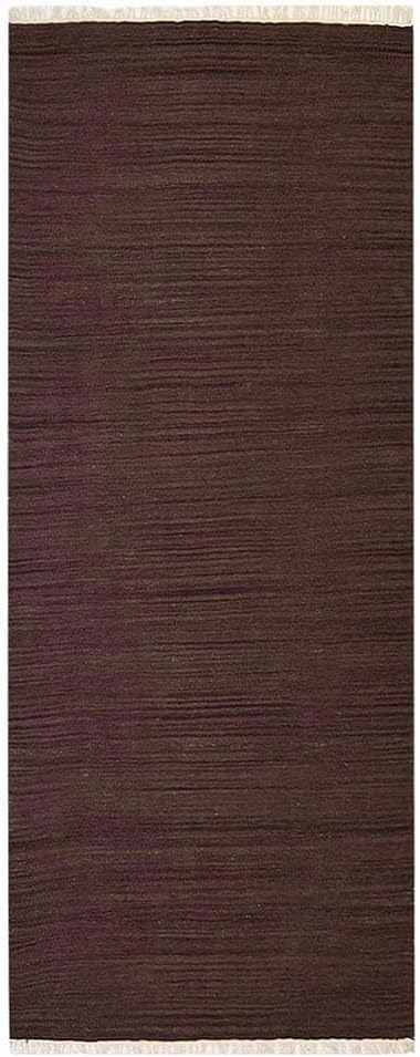 Rugsotic Carpets Hand Woven Flat Weave Kilim Wool ECO-Friendly Area Rugs - 2'6"x8', Runner Shape, Dark Brown Color, Solid Plain Design, Low Pile Handmade Rugs for Living Room, Bed Room (D00111)
