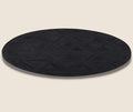Black Round Rug 5x5 ft – Soft Anti-Slip Modern Faux Leather Area Carpet with Textured Geometric Pattern Rug for Living Room, Bedroom, Dining, Kids Room, Playroom, Lounge & Home Decor
