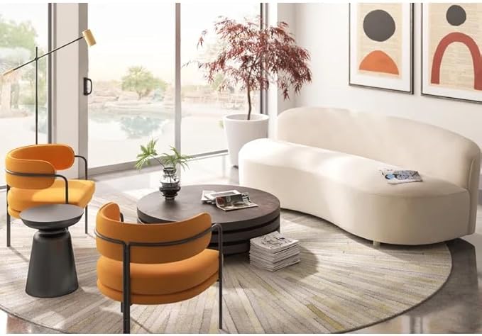 Faux Cowhide Round Area Rug | Non-Slip Leather Floor Carpet for Living Room, Bedroom, and Home Décor | Modern Stylish Accent Rug(White_6x6)