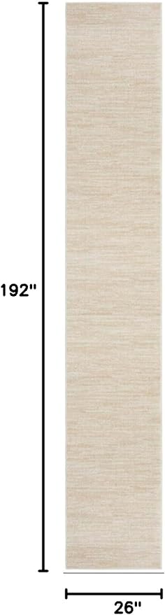 Nourison Home Nourison Essentials Ivory Beige 2'2" x 16' Area Rug - Easy Clean, Non Shedding, Bed Room, Living Room, Dining Room, Kitchen (16' Runner)