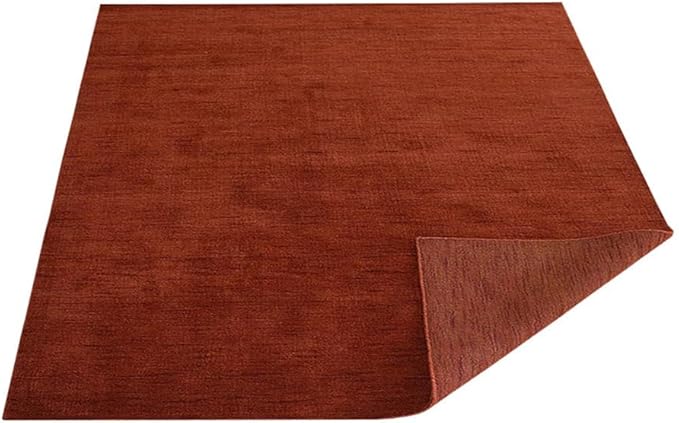 Hand Knotted Loom Wool ECO-Friendly Area Rugs - 10'x10', Square, Light Red Color, Solid Plain Design, High Pile Handmade Anti Skid Area Rugs for Living Room, Bed Room (L00111)