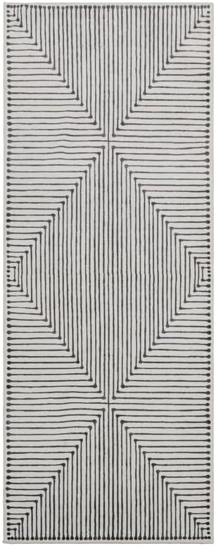 GLN Rugs Contemporary Collection - Machine Washable Area Rug, Contemporary Washable, Non Slip, Low Pile Chenille Rug, Living Room, Bedroom, Kitchen Rug (2'6" x 7' Black Beige)