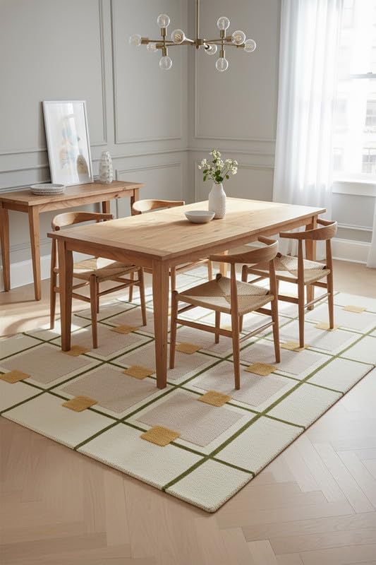 Greer Hand-Tufted Wool Rug - Elegant Taupe and Olive Geometric Pattern for Sophisticated Home Decor (2.5x9 Ft)