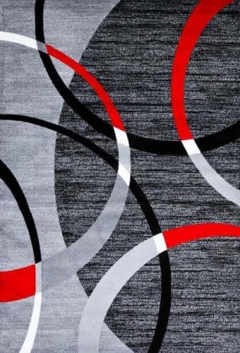 Persian-Rugs Luxe Weavers Victoria Collection 3895 Gray 2 ft x 3 ft Modern Abstract Geometric Stain Resistant Area Rug