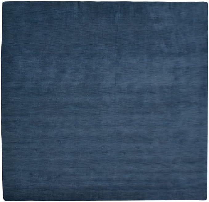 Hand Knotted Loom Wool ECO-Friendly Area Rugs - 10'x10', Square, Blue Color, Solid Plain Design, High Pile Thick Handmade Anti Skid Area Rugs for Living Room, Bed Room (L00111)