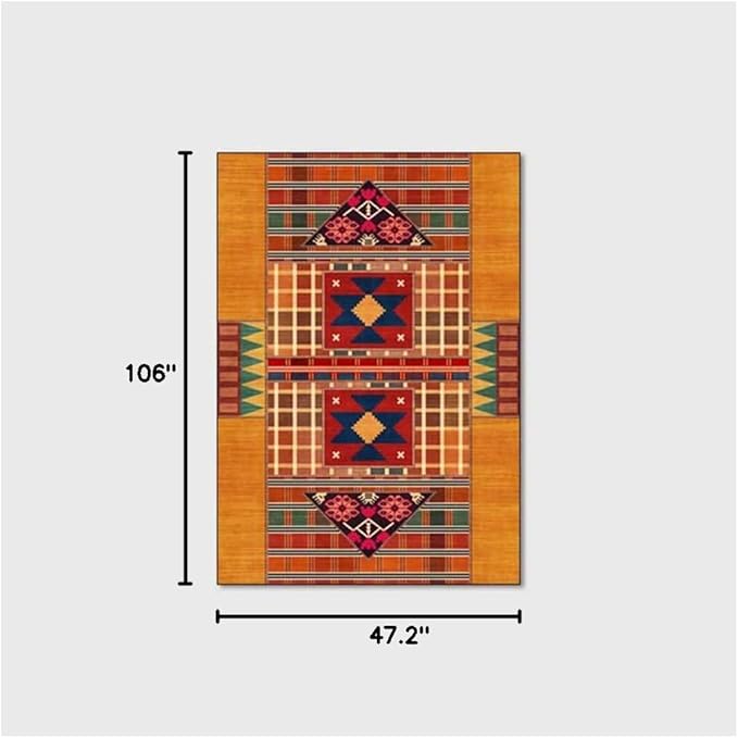Vintage Boho Area Rugs Multicolor Ethnic Style Geometric Splicing Carpets Bedroom Living Room Kitchen Floor Mats Indoor Outdoor Non-Shedding Runner Rug Home Décor Carpet 4' X 9'