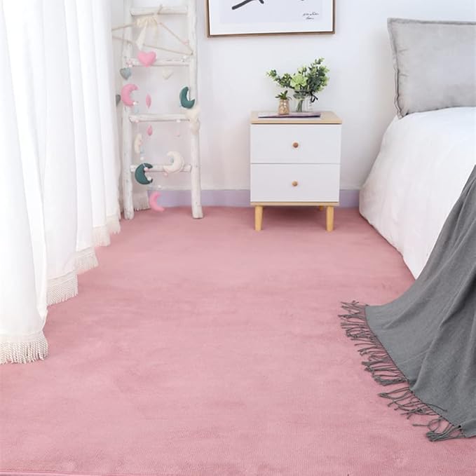 Soft Cashmere Area Rug Luxury Bedside Carpet Bedroom Living Room Mats Solid Color Children's Room Rugs Runner Carpets Indoor Mats Home Décor White Gray Red 2.6' X 5.2'