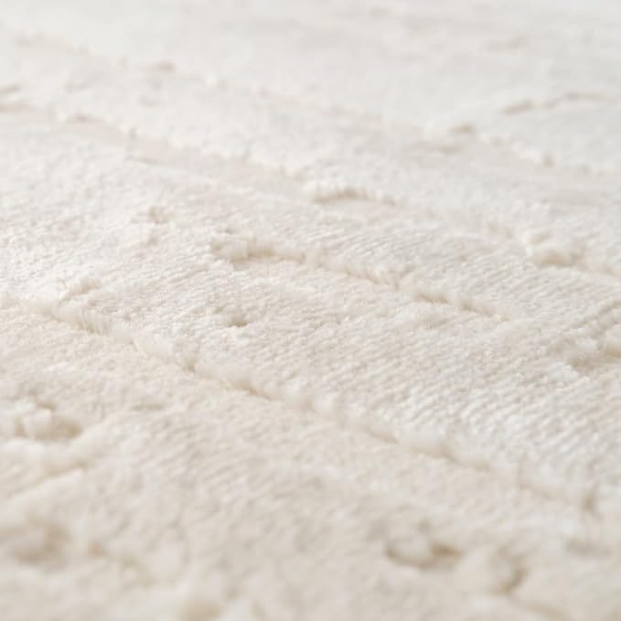 Revival Rugs Ebb 5'3"x8' Washable Area Rug for Living Room Bedroom - 100% Recycled Oeko-TEX Certified, Medium Pile, Beige, Cream