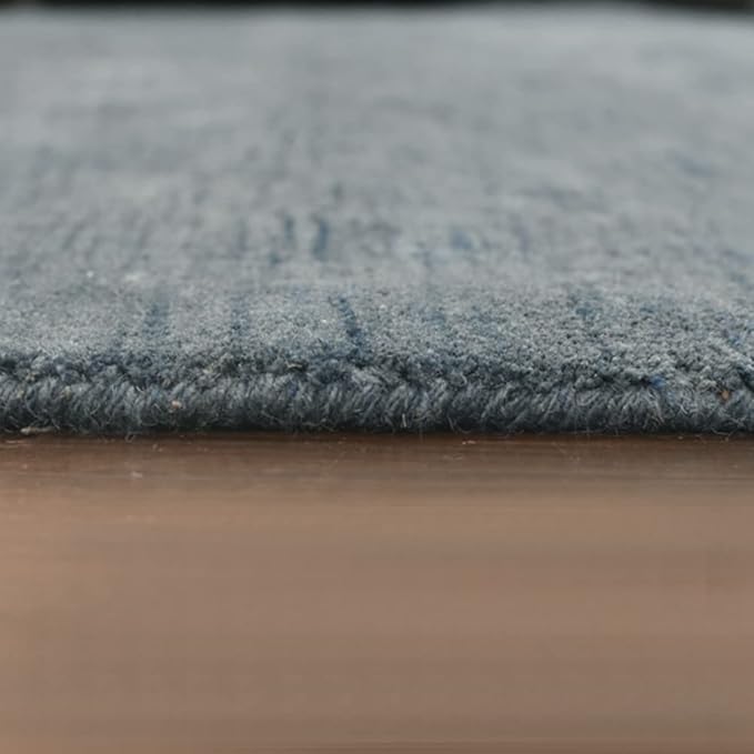 Hand Knotted Loom Wool ECO-Friendly Area Rugs - 6'x6', Octagon, Light Blue Color, Solid Plain Design, High Pile Handmade Anti Skid Area Rugs for Living Room, Bed Room (L00111)