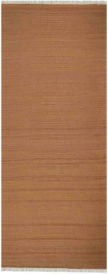 Rugsotic Carpets Hand Woven Flat Weave Kilim Wool ECO-Friendly Area Rugs - 2'6''x6', Runner Shape, Orange Color, Solid Plain Design, Low Pile Handmade Rugs for Living Room, Bed Room (D00111)