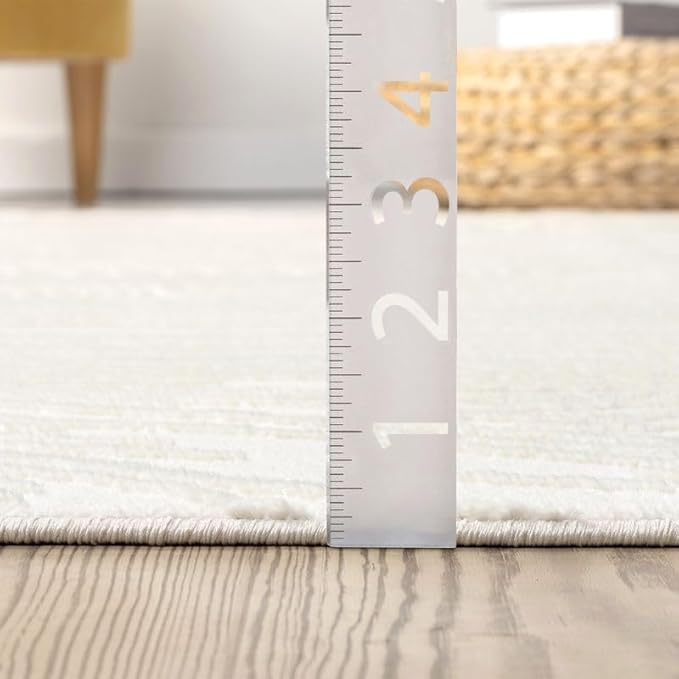 Abani Zen 4' x 6' Cream Rug – Neutral Layered Wavy Borders Pattern, Medium Soft Area Rug for Living Room & Bedroom, Durable & Easy to Clean