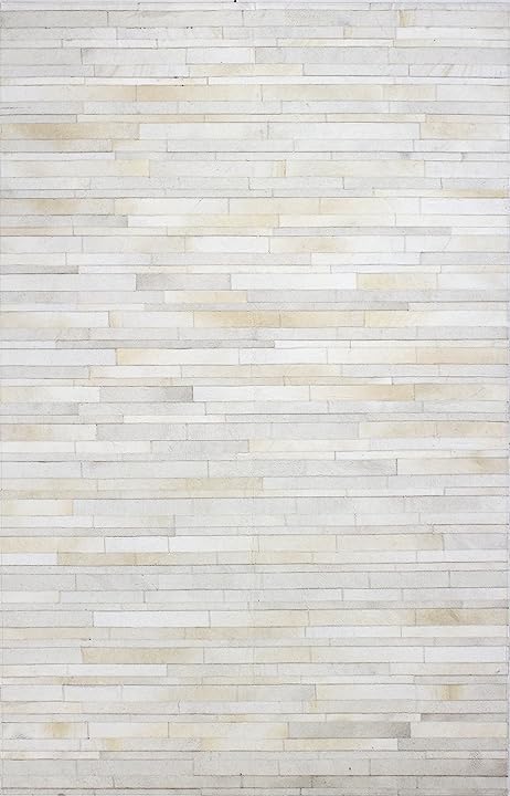 Cowhide Leather Rug for Living Room 5x8 Natural Leather Rug Modern Stripes Style Floor Carpet for Home Decor | Superior Indoor Area Rug, White
