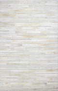 Cowhide Leather Rug for Living Room 9.9x14 Natural Leather Rug Modern Stripes Style Floor Carpet for Home Decor | Superior Indoor Area Rug, White