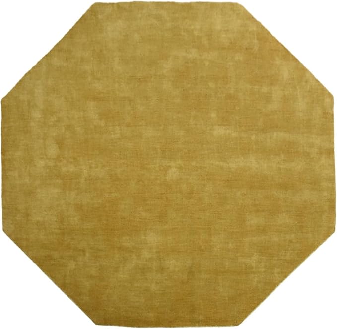 Hand Knotted Loom Wool ECO-Friendly Area Rugs - 10'x10', Octagon, Orange Color, Solid Plain Design, High Pile Handmade Anti Skid Area Rugs for Living Room, Bed Room (L00111)