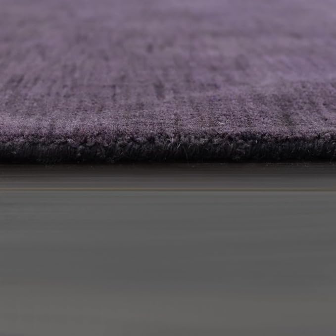 Hand Knotted Loom Wool ECO-Friendly Area Rugs - 8'x8', Octagon, Purple Color, Solid Plain Design, High Pile Thick Handmade Anti Skid Area Rugs for Living Room, Bed Room (L00111)