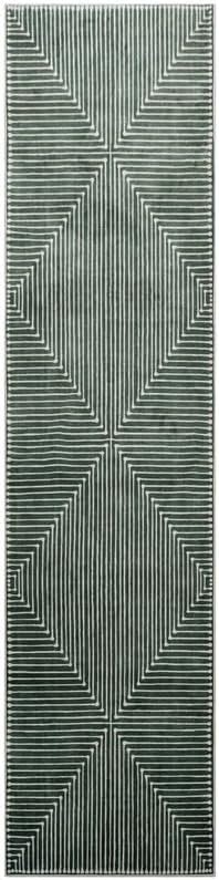 GLN Rugs Contemporary Collection - Machine Washable Area Rug, Contemporary Washable, Non Slip, Low Pile Chenille Rug, Living Room, Bedroom, Kitchen Rug (2'6" x 10' Beige Green)