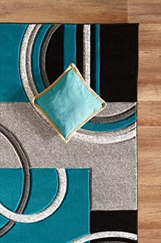 GLORY RUGS Area Rug 2x3 Door Mat Turquoise Geometric Soft Floor Carpet with Premium Fluffy Texture for Indoor Living Dining Room and Bedroom Area