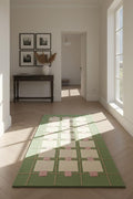 Greer Wool Area Rug - Soft Hand-Tufted Geometric Design with Pink and Green Color Palette, Perfect for Modern Home Decor (2.5x9 Ft)