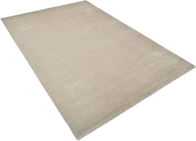 Hand Knotted Loom Wool ECO-Friendly Area Rugs - 3'x5', Rectangle, Beige Color, Solid Plain Design, High Pile Handmade Anti Skid Area Rugs for Living Room, Bed Room (L00111)