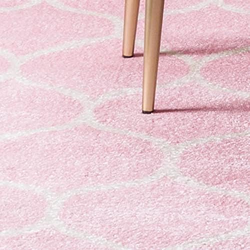 Rugs.com Lattice Frieze Collection Rug – 5' x 8' Light Pink Medium Rug Perfect for Living Rooms, Large Dining Rooms, Open Floorplans