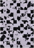 Modern Design Premium Cowhide Leather Carpet with Chevron Pattern, Area Rug (Black/White, 8x10)