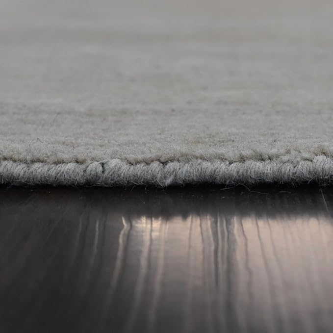 Hand Knotted Loom Wool ECO-Friendly Area Rugs - 6'x6', Octagon, Beige Color, Solid Plain Design, High Pile Thick Handmade Anti Skid Area Rugs for Living Room, Bed Room (L00111)
