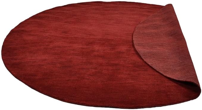 Hand Knotted Loom Wool ECO-Friendly Area Rugs - 10'x10', Round, Red Color, Solid Plain Design, High Pile Thick Handmade Anti Skid Area Rugs for Living Room, Bed Room (L00111)