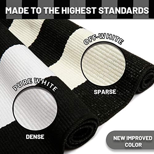 KOZYFLY Black and White Striped Area Rug 4x6 Ft Outdoor Rug Washable Indoor Outdoor Rug Hand Woven Cotton Door Mat Outdoor Entrance Mat for Front Door Kitchen Entryway Patio Front Porch Decor