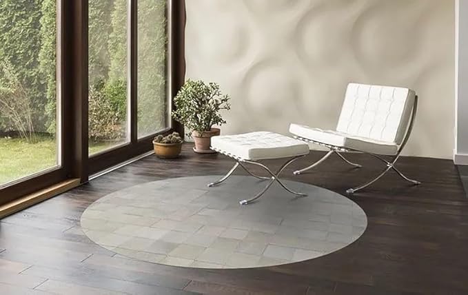 Round Area Rug – Soft Modern Carpet for Living Room, Bedroom, Entryway – Non-Slip Durable Floor Mat for Home Décor (White_5X5)