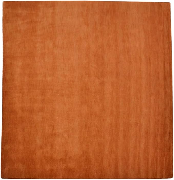 Hand Knotted Loom Wool ECO-Friendly Area Rugs - 8'x8', Square, Orange Color, Solid Plain Design, High Pile Thick Handmade Anti Skid Area Rugs for Living Room, Bed Room (L00111)