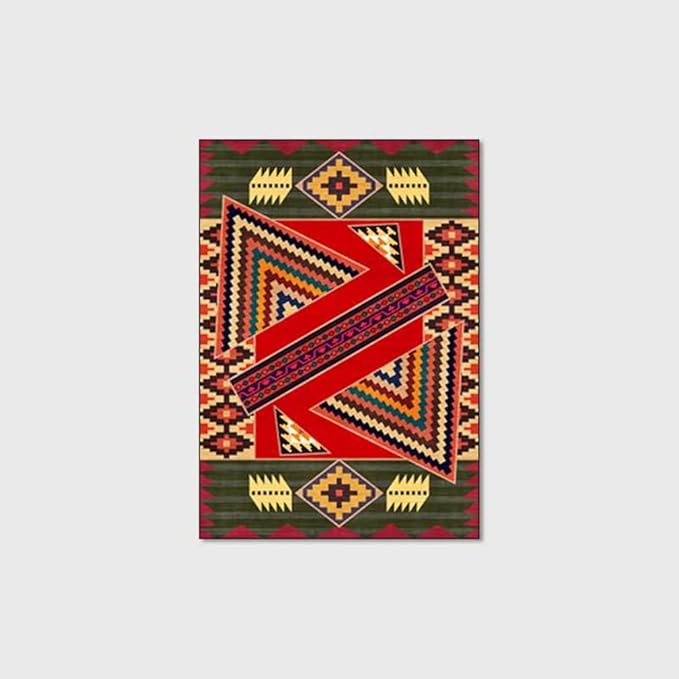 Vintage Boho Area Rugs Multicolor Ethnic Style Geometric Splicing Carpets Bedroom Living Room Kitchen Floor Mats Indoor Outdoor Non-Shedding Runner Rug Home Décor Carpet 3.2' X 6.5'