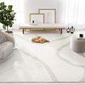 Abani Nomad Cream & Beige Area Rug 4' x 6' for Living Room, Bedroom - Chic Abstract Pattern - Durable & Easy to Clean