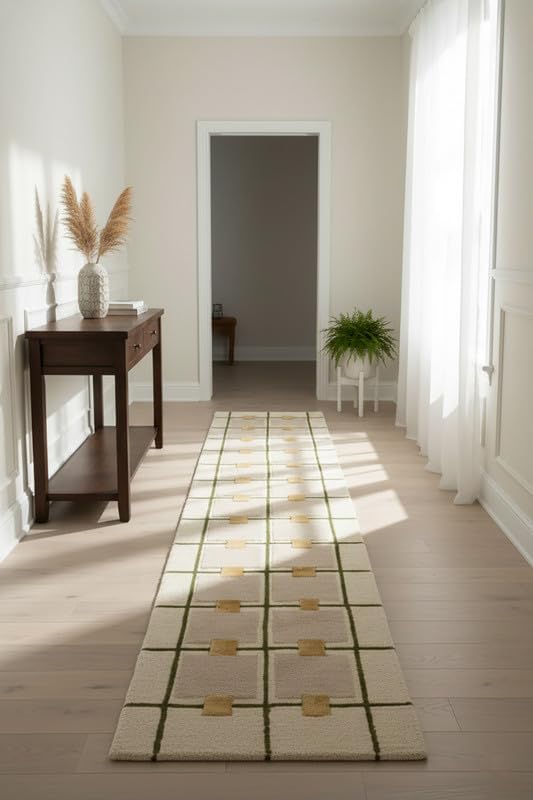 Greer Hand-Tufted Wool Rug - Elegant Taupe and Olive Geometric Pattern for Sophisticated Home Decor (8x10 Ft)