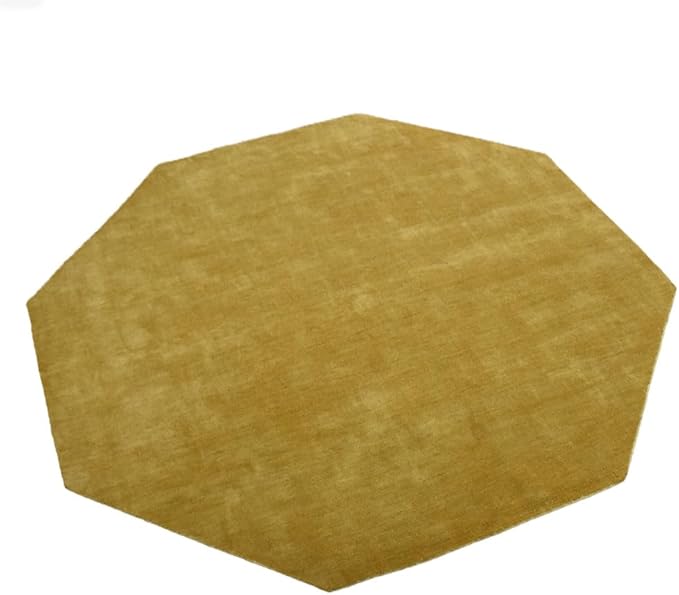 Hand Knotted Loom Wool ECO-Friendly Area Rugs - 8'x8', Octagon, Orange Color, Solid Plain Design, High Pile Thick Handmade Anti Skid Area Rugs for Living Room, Bed Room (L00111)