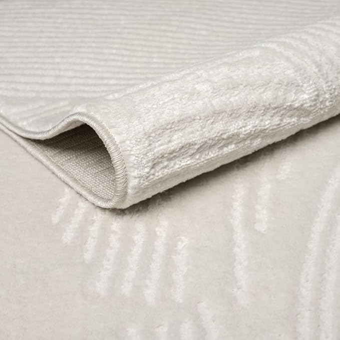 Abani Zen 5' x 8' Cream Rug – Neutral Brush Stroke Sandbrush Design, Soft Area Rug for Living Room & Bedroom, Durable & Easy to Clean