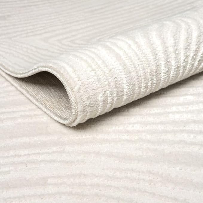Abani Zen 2' x 3' Cream Rug – Neutral Layered Wavy Borders Pattern, Small Soft Accent Rug for Entryway & Bedroom, Durable & Easy to Clean
