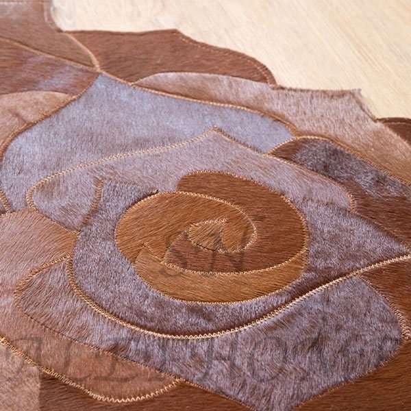 Round Floral Area Rug – Elegant Textured Rose Design – Soft Decorative Circle Mat with Non-Slip Backing for Living Room, Bedroom, Nursery, or Entryway (Brown_7x7 ft)