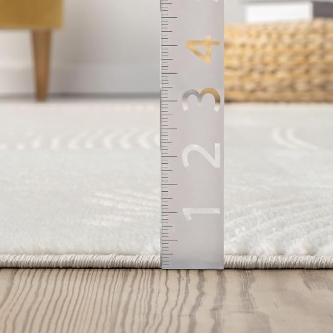 Abani Zen 4' x 6' Cream Rug – Neutral Brush Stroke Sandbrush Design, Medium Soft Area Rug for Living Room & Bedroom, Durable & Easy to Clean
