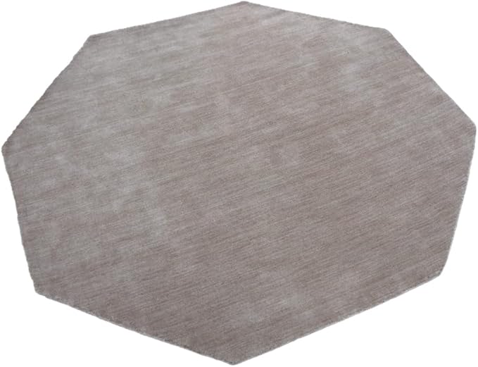 Hand Knotted Loom Wool ECO-Friendly Area Rugs - 8'x8', Octagon, Beige Color, Solid Plain Design, High Pile Thick Handmade Anti Skid Area Rugs for Living Room, Bed Room (L00111)